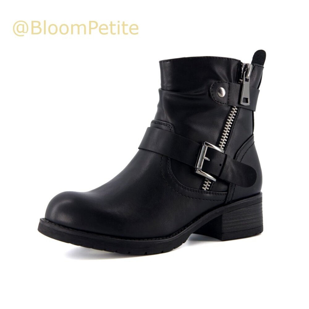 Motorcycle Ankle Boots with Zipper & Buckle, Memory Foam, Wide Width Options